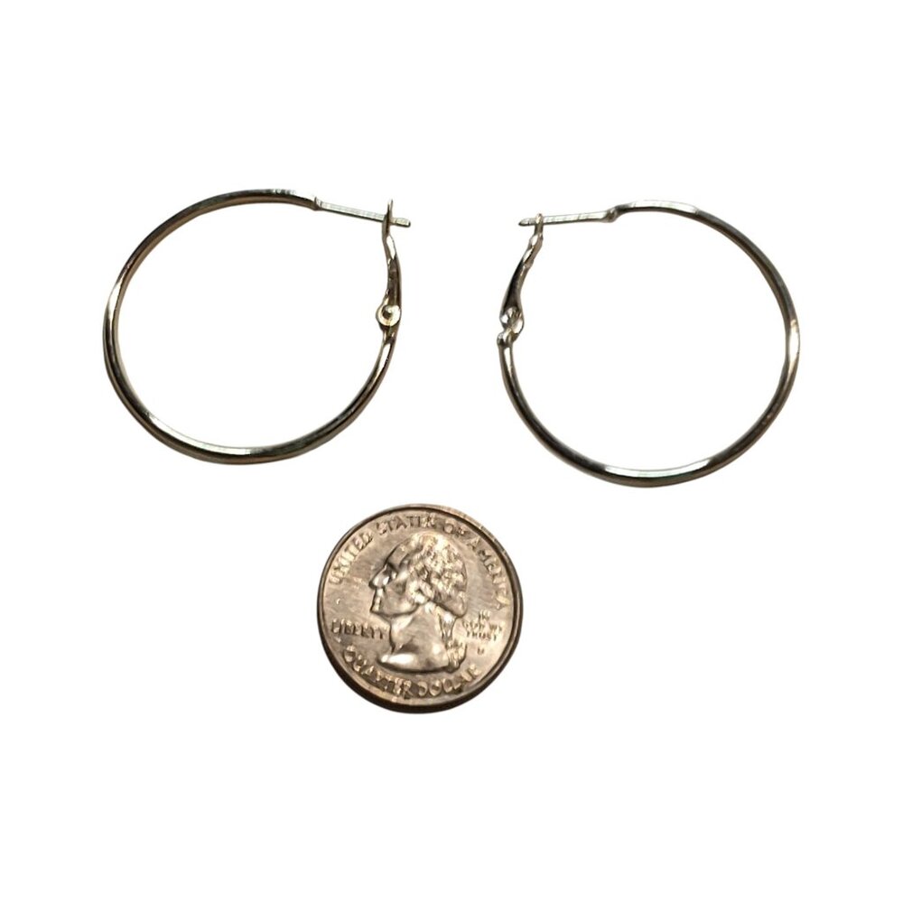 Small Silver Plated Hoops (35mm, 1 3/8in) New without tags NWOT Never Worn